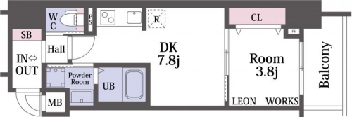 レオンコンフォート谷町九丁目Ｂタイプ間取り図